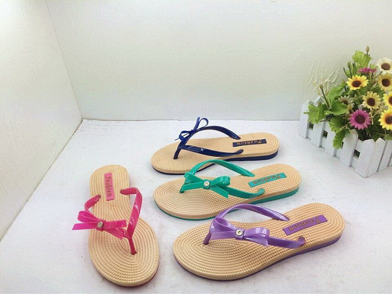 PVC strap with PVC bows simple special insole PCU slippers